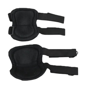 Rear view of black protective pads showing inner cushioning and adjustable straps.