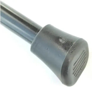 Close-up of the anti-slip rubber foot at the base of a black metal bicycle kickstand