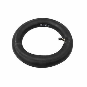 Black rubber replacement inner tube sized 10x2.5 for electric scooter tires featuring a convenient angled valve