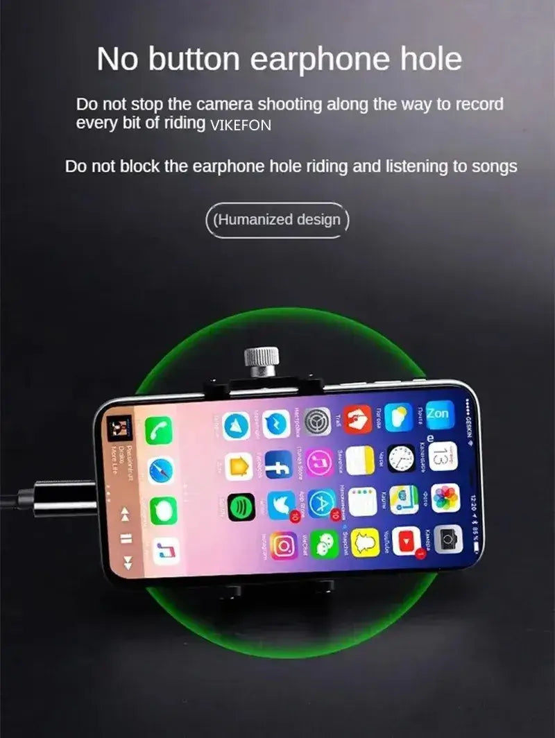 VIKEFON Motorcycle & Bicycle Phone Mount – Open Earphone Port Design with Humanized Detail 