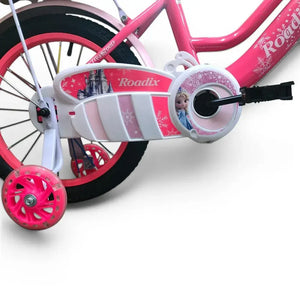 Training Wheels on Roadix 16-Inch Girls Bike – Fuchsia