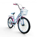 Blue 20-inch Roadix girls bicycle with front basket and rear seat.