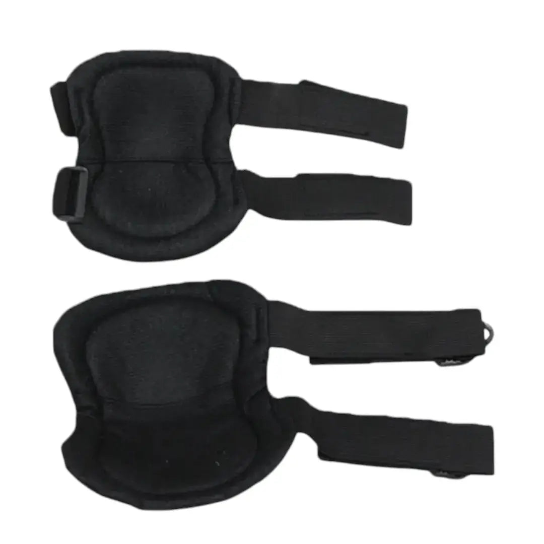 Rear view of black protective pads showing inner cushioning and adjustable straps.