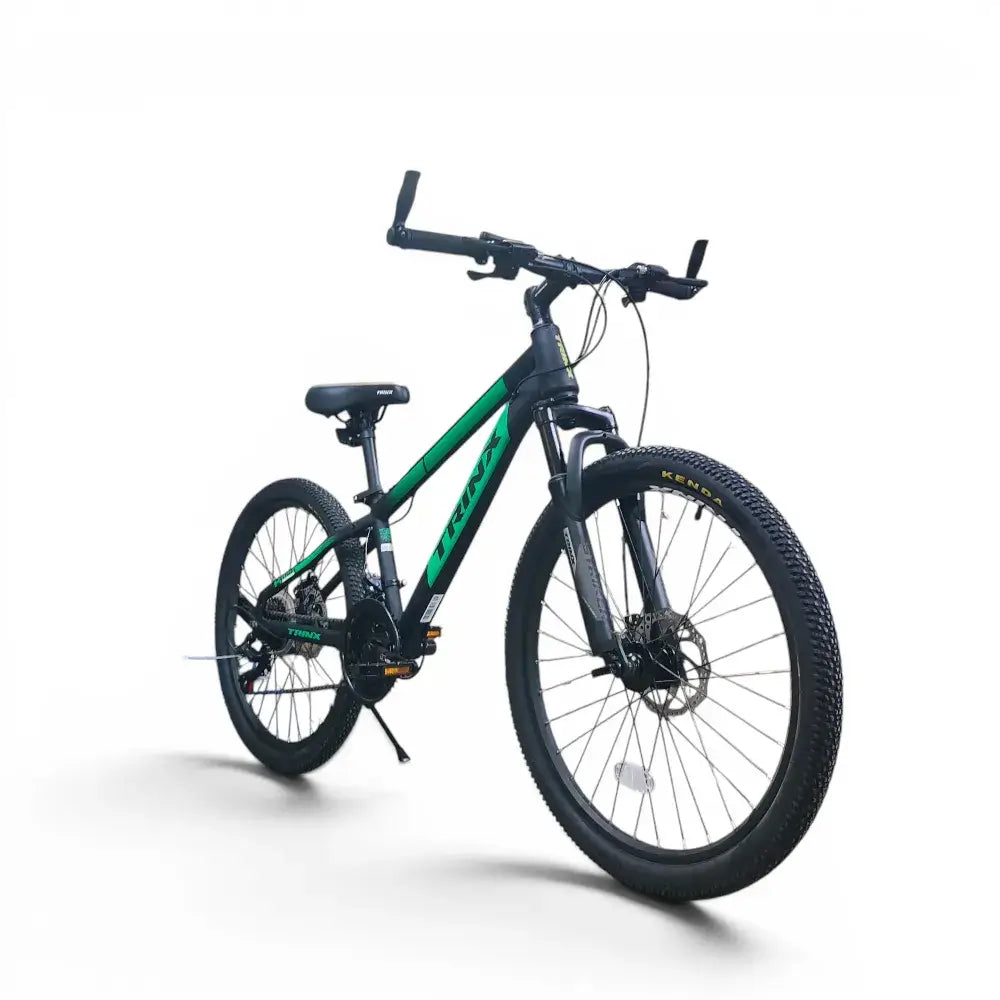 Trinx K024 24-inch green mountain bike with Shimano 21-speed and mechanical disc brakes 