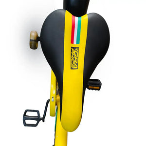Top view of RF 16-inch yellow kids bike padded saddle