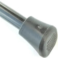 Close-up of the anti-slip rubber foot at the base of a black metal bicycle kickstand