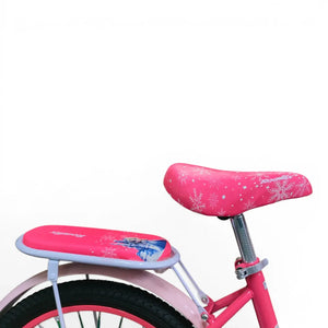 Close-up side view of the adjustable Fuchsia saddle and padded rear seat of a Roadix girls bicycle.