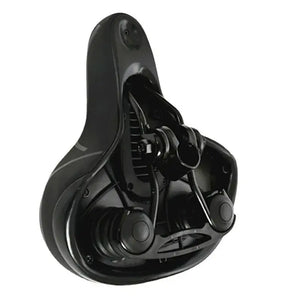 Maxlerz Comfort Bicycle Saddle Bottom View Featuring Dual Shock-Absorbing Balls and Mounting Clamp