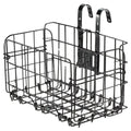 Black foldable metal wire bicycle basket with rear mounting hooks