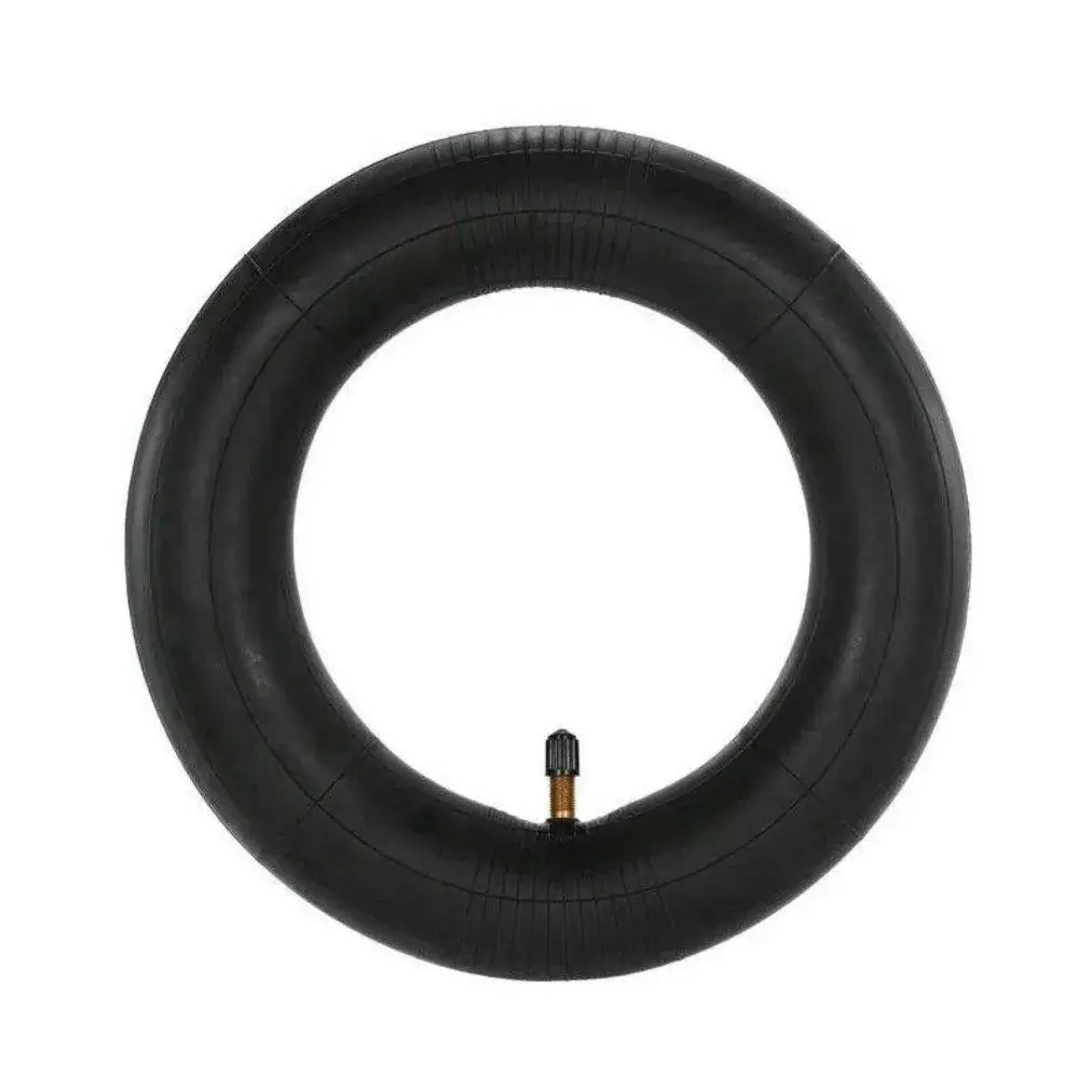Black Inner Tube with Valve Stem for Electric Scooter or Bicycle Isolated on White Background