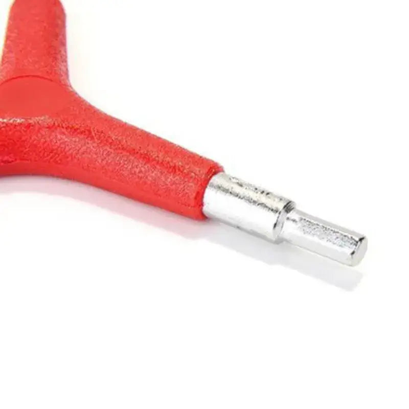 Close-Up of a Y-Type Hex Wrench Tip with Red Handle