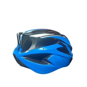 Maxlerz Blue and Black Cycling Helmet, Rear-Side Angle View Showing Aerodynamic Vents