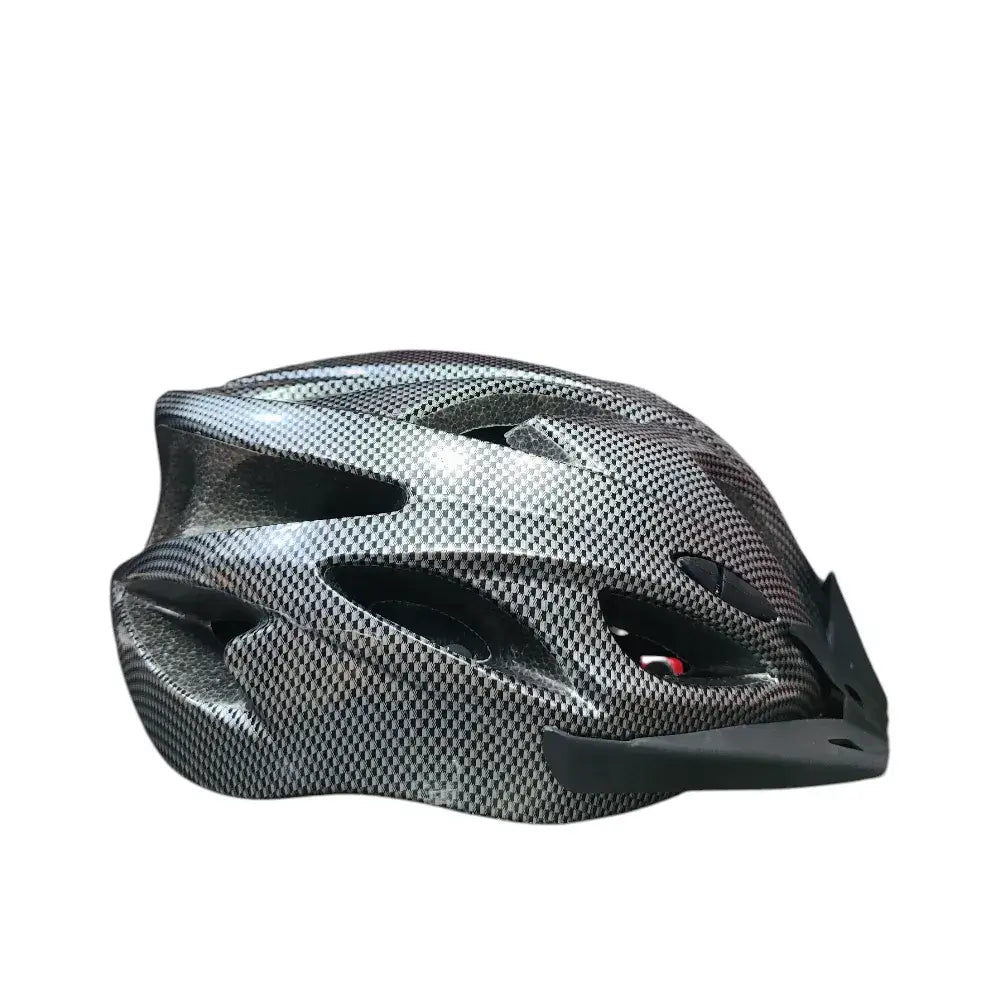 Maxlerz Carbon Black Cycling Helmet, Side Profile View Showing Aerodynamic Vents and Visor