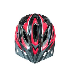 Maxlerz Red and Black Cycling Helmet with Aerodynamic Vents and Front Visor, Front View
