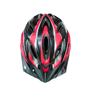Maxlerz Red and Black Cycling Helmet with Aerodynamic Vents and Front Visor, Front View