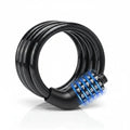 A coiled black bicycle cable lock with a 5-digit combination dial, on a plain white background.