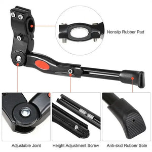 Aluminum Alloy Bicycle Side Stand Exploded View Showing Key Components and Ergonomic Adjustments
