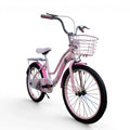 Pink 20-inch Roadix girls bicycle with front basket and rear seat.